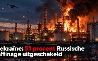 Brandende Russische olieraffinaderij na Oekraïense langeafstandsaanval